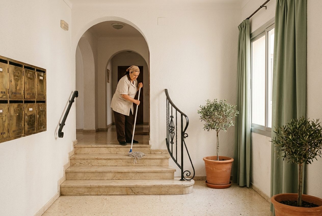 Limpieza del portal y la escalera de una comunidad