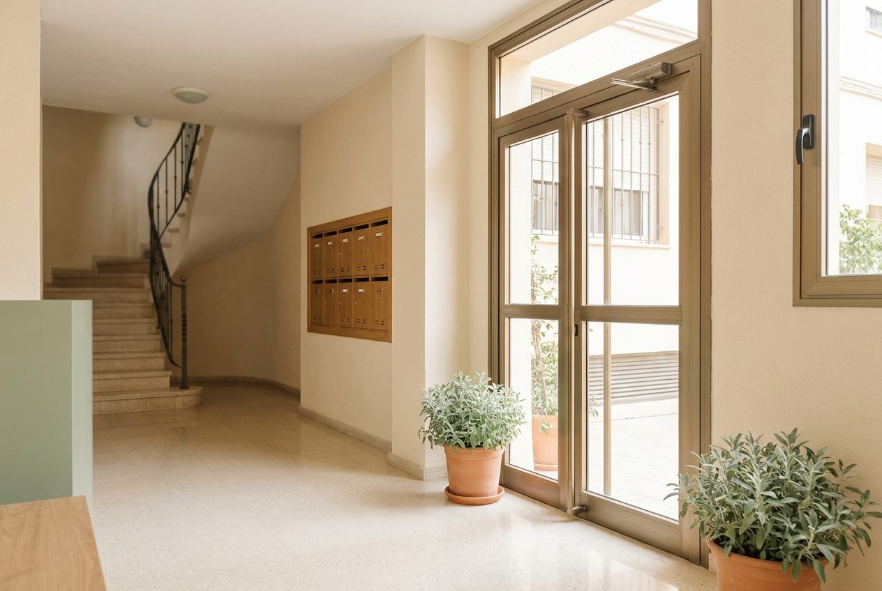 Portal y escalera de comunidad limpios